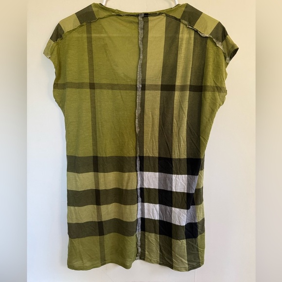 Burberry Brit Olive Plaid Short Sleeve Top size medium - Picture 8 of 9
